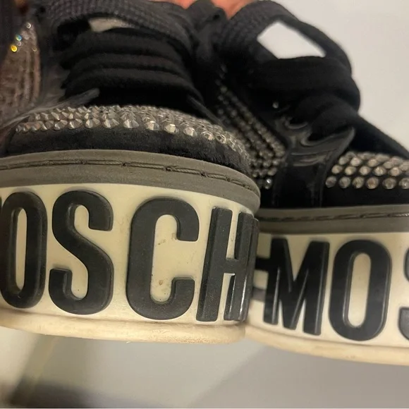 Moschino Black and Silver Crystal Sneakers - Picture 6 of 8